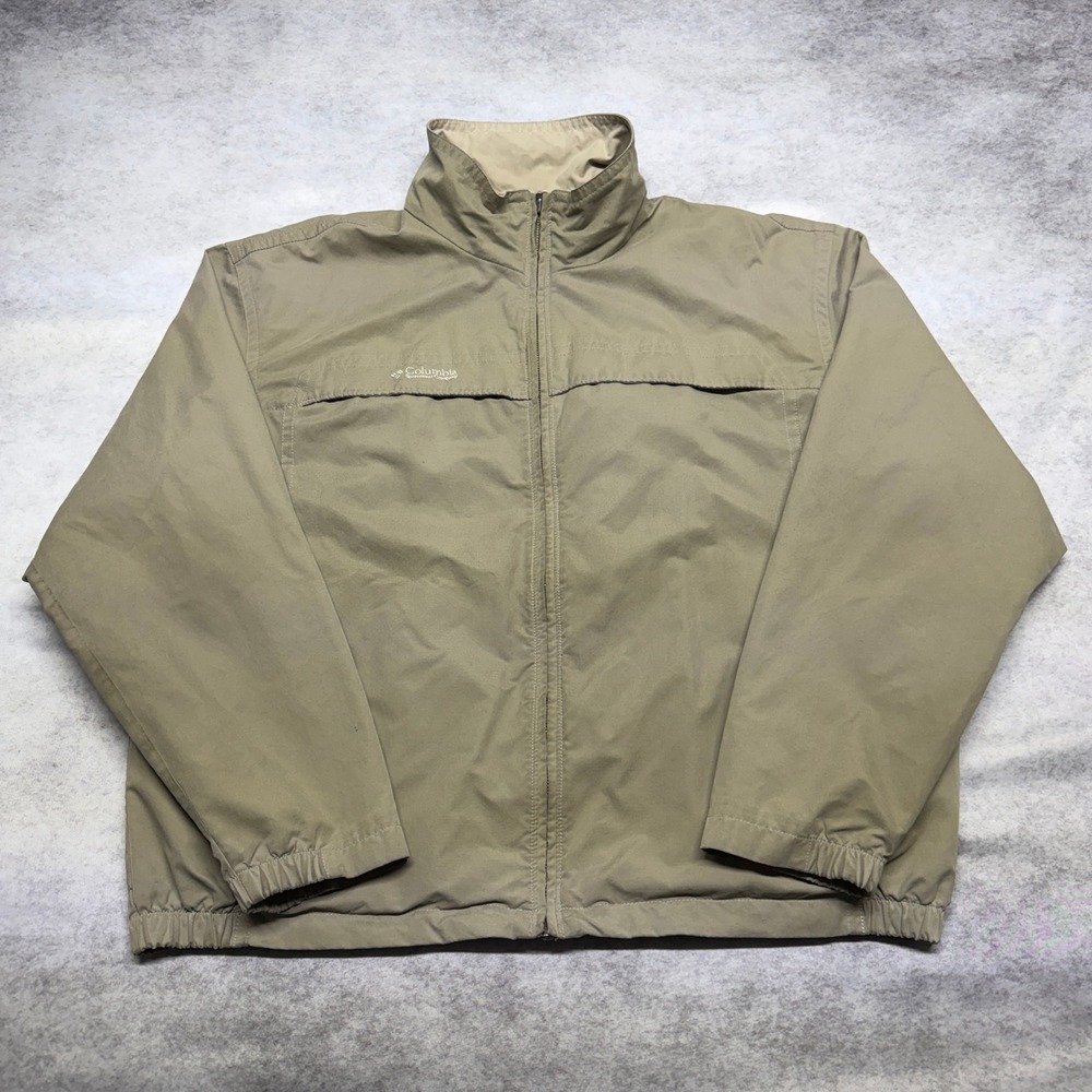 Vintage Columbia Sportswear Khaki Windbreaker Jacket Mens‎ XL Tan Y2K Outdoors